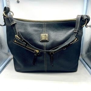 DOONEY And BOURKE black pebbled leather tote bag serial number K8138041